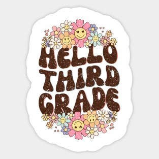 Groovy Hello 3rd Grade Vibes Retro Teacher Back To School Sticker